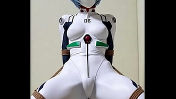 Rei bounded by rope in bedroom rubbing against a pillow