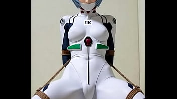 Rei bounded by rope in bedroom rubbing against a pillow