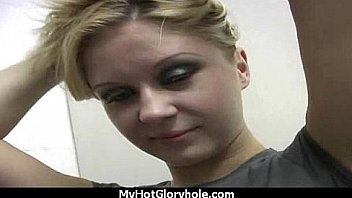 Black chick gives gloryhole blowjob 8
