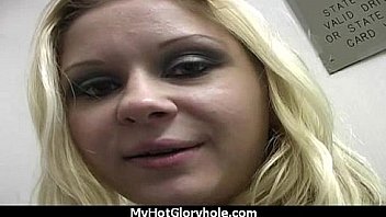 Black chick gives gloryhole blowjob 8