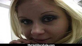Black chick gives gloryhole blowjob 8