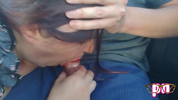 Backseat cum whore loves getting her belly filled in public