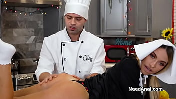 Cooking assistant does anal on show Cooking assistant does anal on show