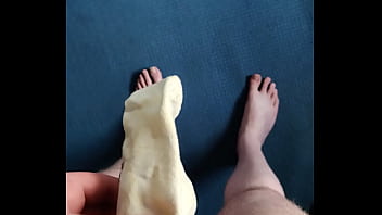 Big boy squirts in a sock