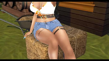 Two ebonies take a big cock on a farm