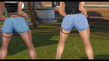 Two ebonies take a big cock on a farm