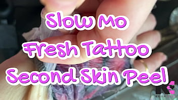 Slow mo fresh tattoo second skin peel
