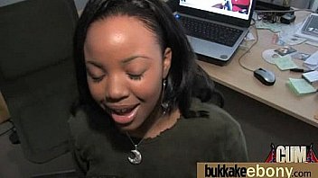 Ebony babe sucks too many white cocks 25