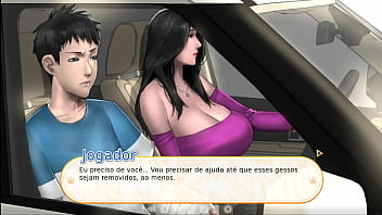 Busty neighbor rolls on dick