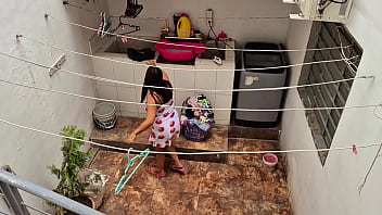 The Neighbor Is Watched Washing Clothes By Her Neighbor thumbnail