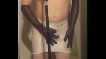 Crossdresser maria in white nylonpanty en highheels