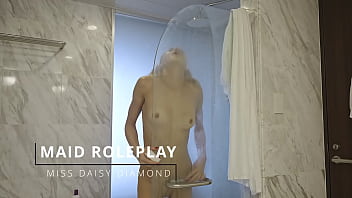 Horny maid pussy play during work time