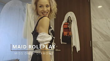 Horny maid pussy play during work time