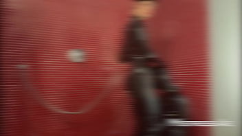 Latex catsuits shower fun splashing shining and milky play