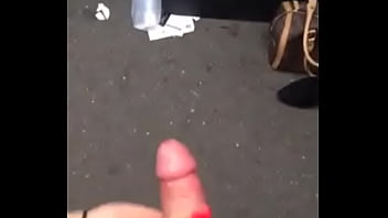 Public handjob finish with cumshot