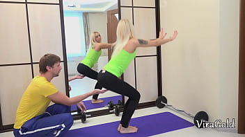 Beautiful blonde amelia fucked her trainer instead of working out