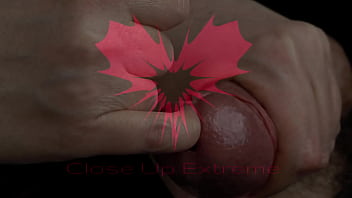 Dilation of the hole expanded glans and sperm blockage through urethral insertion of the finger closeup