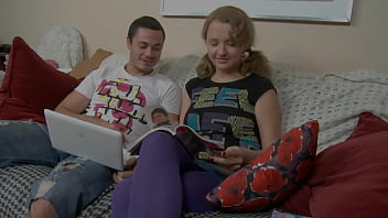 Girlfriend enjoys hot sex on the sofa