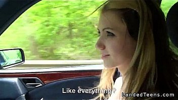 Stranded teen fucked on the hood outdoor pov