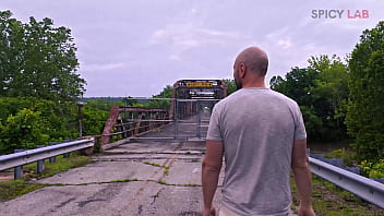 Exhibitionist and busty gets fucked on an abandoned bridge