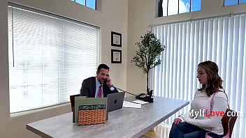 Milf teams up with 2 college girls to convince the dean