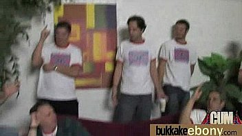 Ebony chick fucked hard in group sex action 8