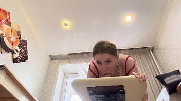 Red silk flows over her body while she is in bliss