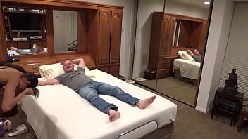 Ravishing shaved brunette fucks and sucks for fame