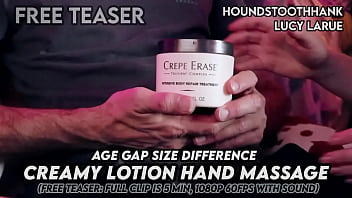 Age gap size difference creamy lotion hand massage