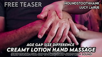 Age gap size difference creamy lotion hand massage