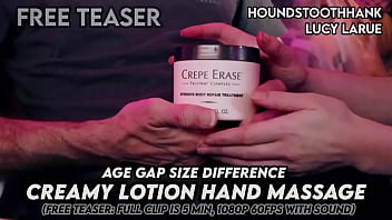 Age gap size difference creamy lotion hand massage