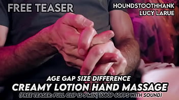 Age gap size difference creamy lotion hand massage