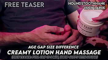 Age gap size difference creamy lotion hand massage