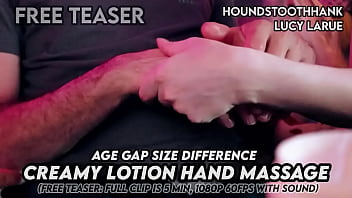Age gap size difference creamy lotion hand massage