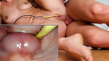 Camera inside her fucking deep and cumming inside