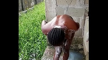 Little maiden showering across the neighborhood