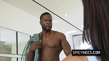 Skinny slut loves big black cock in her tight pussy