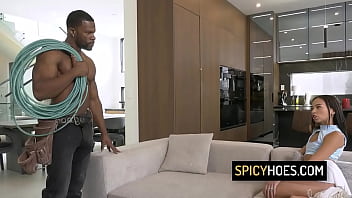 Skinny slut loves big black cock in her tight pussy