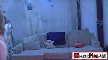 Sexy babe swallowed big cock and hot stepsister enjoyed rough pussy fucking