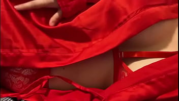 Brunette in sexy red lingerie wants some fun