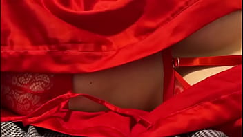 Brunette in sexy red lingerie wants some fun