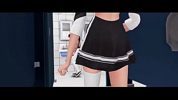 Sexy cheerleader seduces her teacher for dirty sex in the school bathroom sims anime hentai sfm