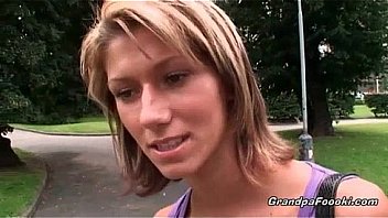 Sexy babe seduces nasty older dude