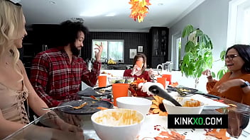 Hot teen bffs foursome after the thanksgiving dinner