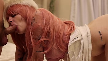Straight jacket babe with pink hair