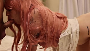 Straight jacket babe with pink hair