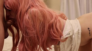 Straight jacket babe with pink hair