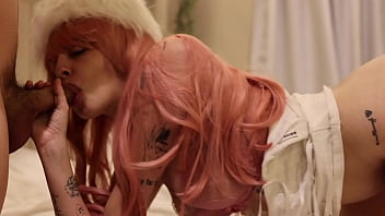 Straight jacket babe with pink hair