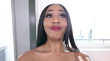 Nina splash sexy big natural dd tits ebony huge cock no hands blowjob and cum swallow a