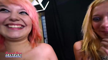 Skinny jackie and exotic trinity share a cock to suck while masturbating